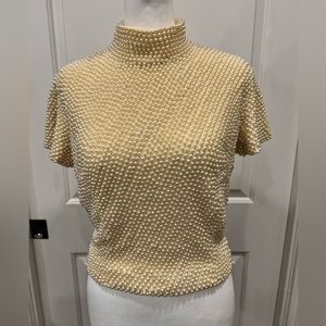 Vintage VIE By Victoria Royal Cream 100% Pearl Beaded Top Size 8